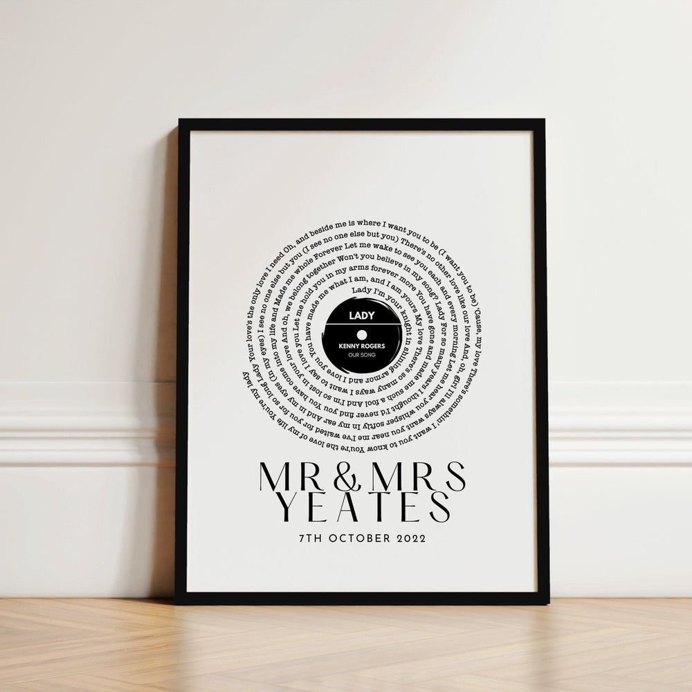 
                  
                    Song Lyric Print, Song Lyric Gift for Him and Her, Anniversary Gifts for Him Her, Vinyl Record Song Lyric Gift, Vinyl Record Print - Glam and Co 
                  
                