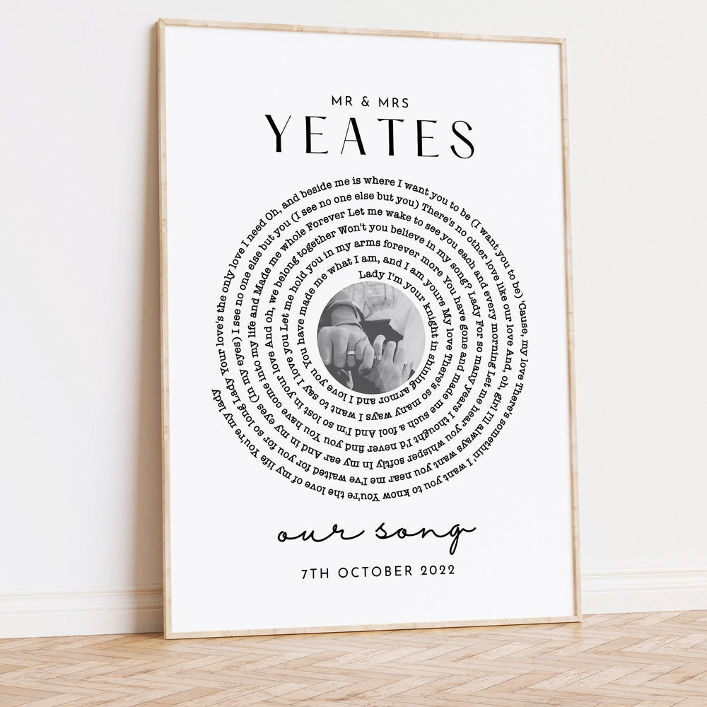
                  
                    Wedding Anniversary Gift for Him and Her, Anniversary Gifts for Him Her, Vinyl Record Song Lyric Gift, Vinyl Record Print, Personalised Gift - Glam and Co 
                  
                