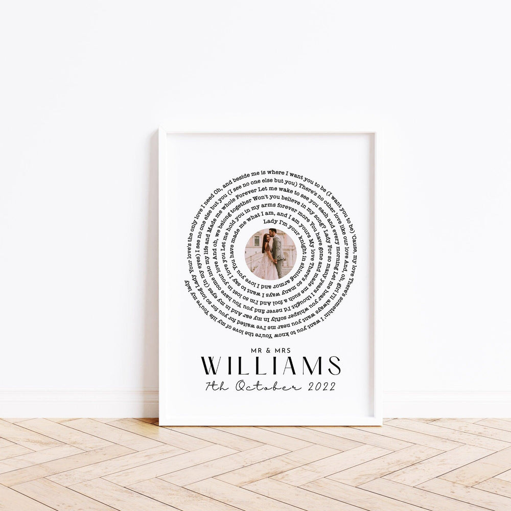 
                  
                    Wedding Anniversary Gift for Him and Her, Anniversary Gifts for Him Her, Vinyl Record Song Lyric Gift, Vinyl Record Print, Personalised Gift - Glam and Co 
                  
                