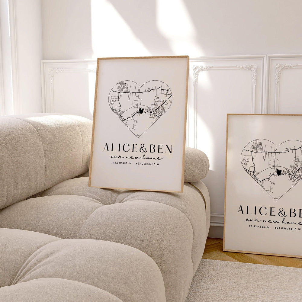 
                  
                    New Home Gift Map Print, New Home Heart Map, Personalised First Home Map, Personalised Housewarming Map Print, New Home Moving Gift Print - Glam and Co 
                  
                