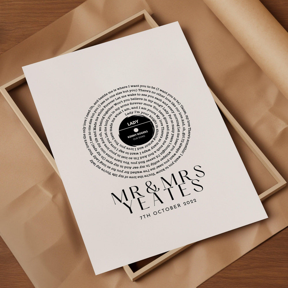 
                  
                    Song Lyric Print, Song Lyric Gift for Him and Her, Anniversary Gifts for Him Her, Vinyl Record Song Lyric Gift, Vinyl Record Print - Glam and Co 
                  
                