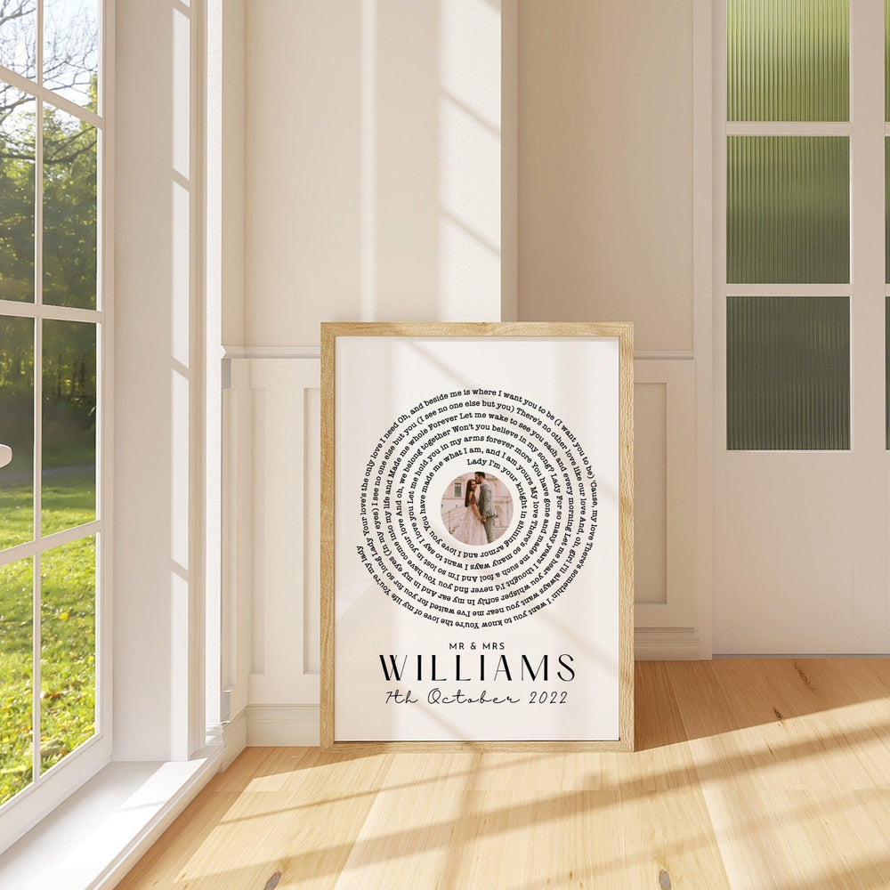 
                  
                    Wedding Anniversary Gift for Him and Her, Anniversary Gifts for Him Her, Vinyl Record Song Lyric Gift, Vinyl Record Print, Personalised Gift - Glam and Co 
                  
                