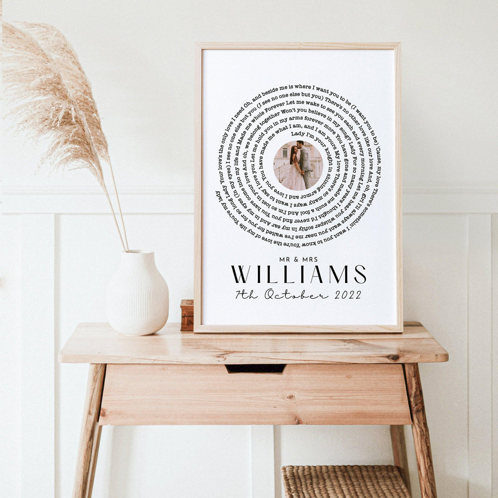 
                  
                    Wedding Anniversary Gift for Him and Her, Anniversary Gifts for Him Her, Vinyl Record Song Lyric Gift, Vinyl Record Print, Personalised Gift - Glam and Co 
                  
                