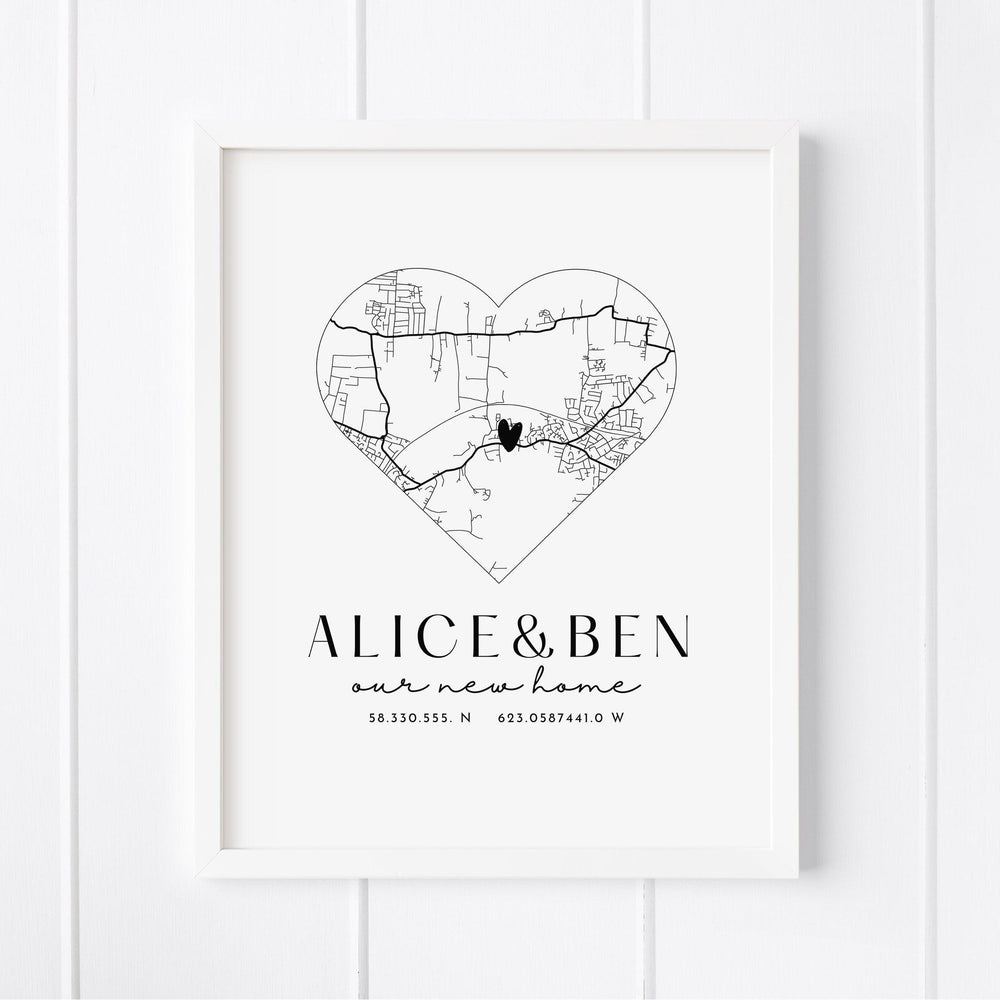 
                  
                    New Home Gift Map Print, New Home Heart Map, Personalised First Home Map, Personalised Housewarming Map Print, New Home Moving Gift Print - Glam and Co 
                  
                