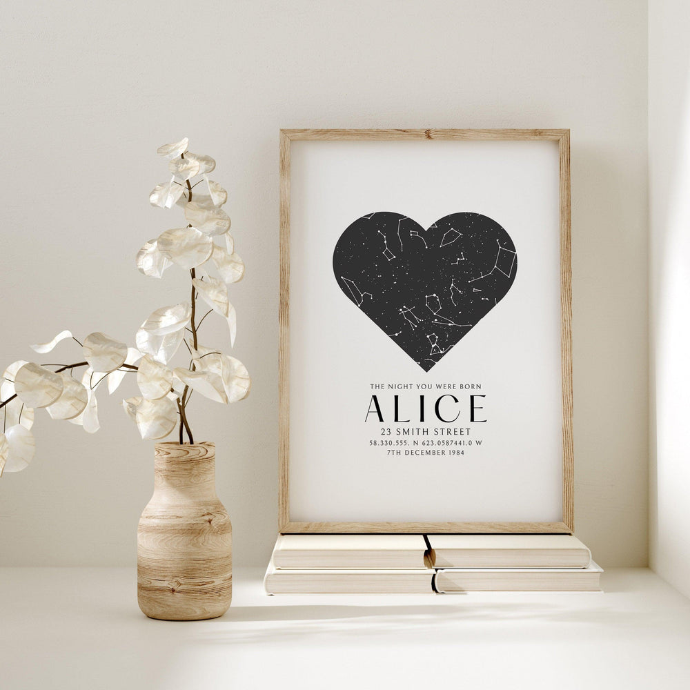 
                  
                    40th Birthday Gift, Star Map Print, 50th Birthday Gift, The night you were born star map print, Star Map Gift Birthday, Gifts Him and Her - Glam and Co 
                  
                