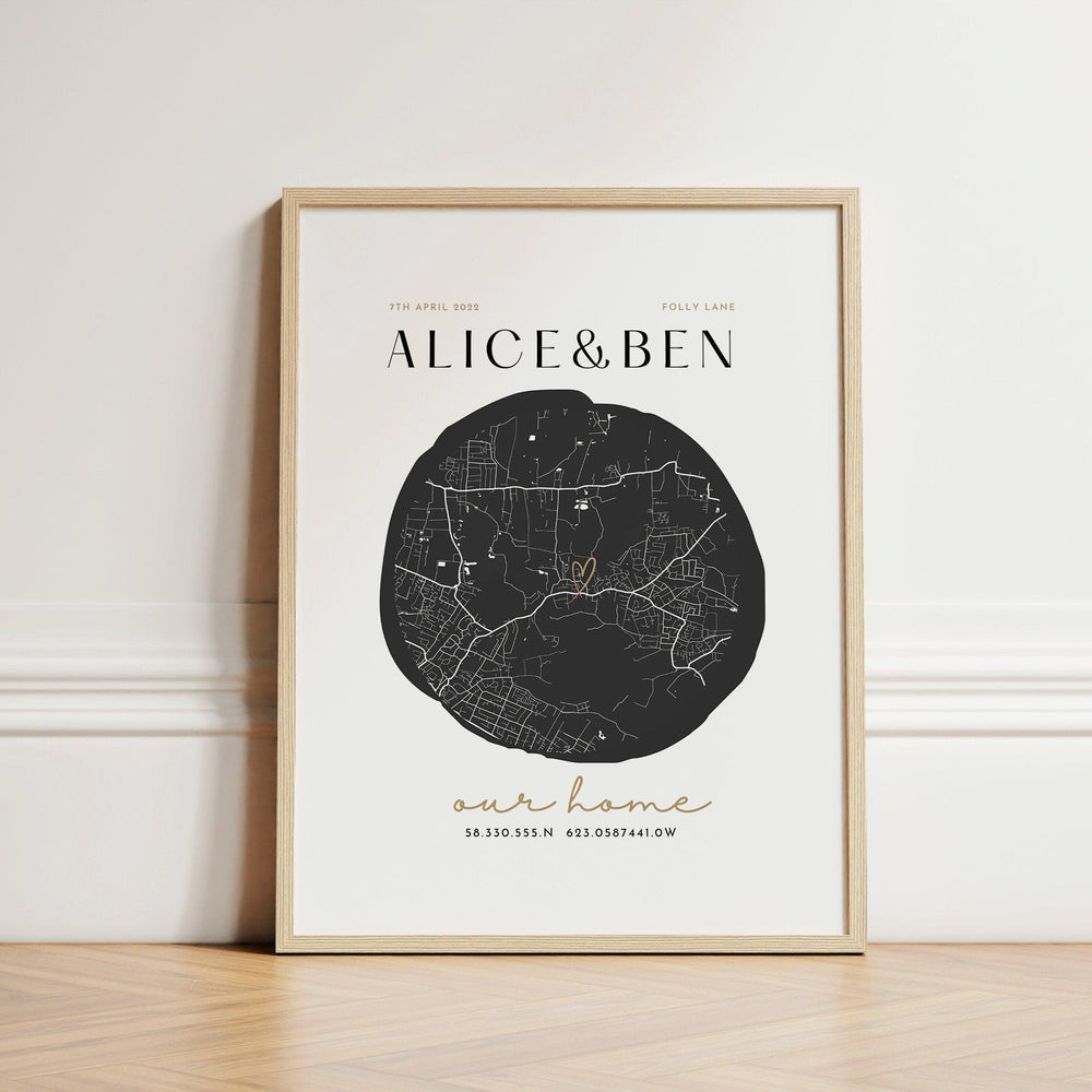 Our Home Map Print, New Home Gift Map Print, Our Home Map Gift for Anniversary, Gifts for New Home Our Home, Housewarming Gifts - Glam and Co 