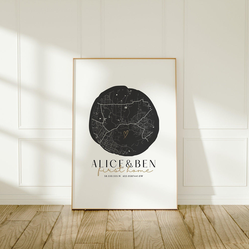 First Home Gift Map Print, New Home Gift Map Print, Our Home Map Gift for Anniversary, Gifts for New Home Our Home, Housewarming Gifts - Glam and Co 