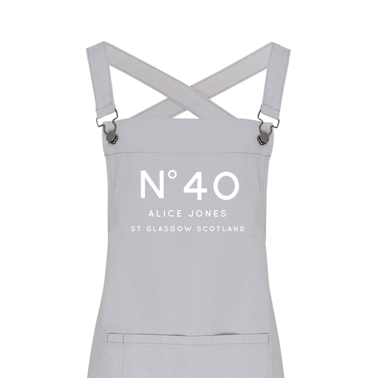 Personalised Denim Barista Style Apron | Birthday No. Aprons - Glam & Co Designs Ltd