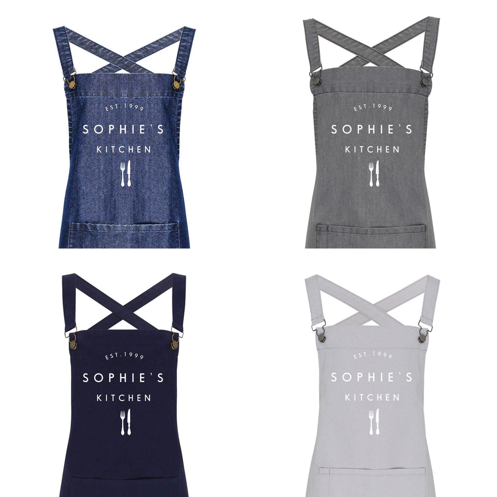
                  
                    Personalised Denim Barista Style Apron | Kitchen Apron for Men and Women - Glam & Co Designs Ltd
                  
                
